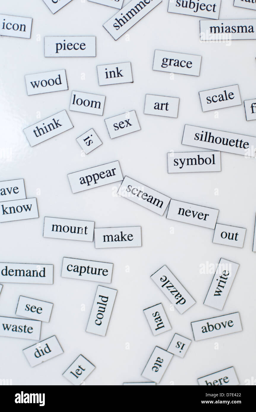 Bunch of random English words. Studying English and training brain. Stock Photo