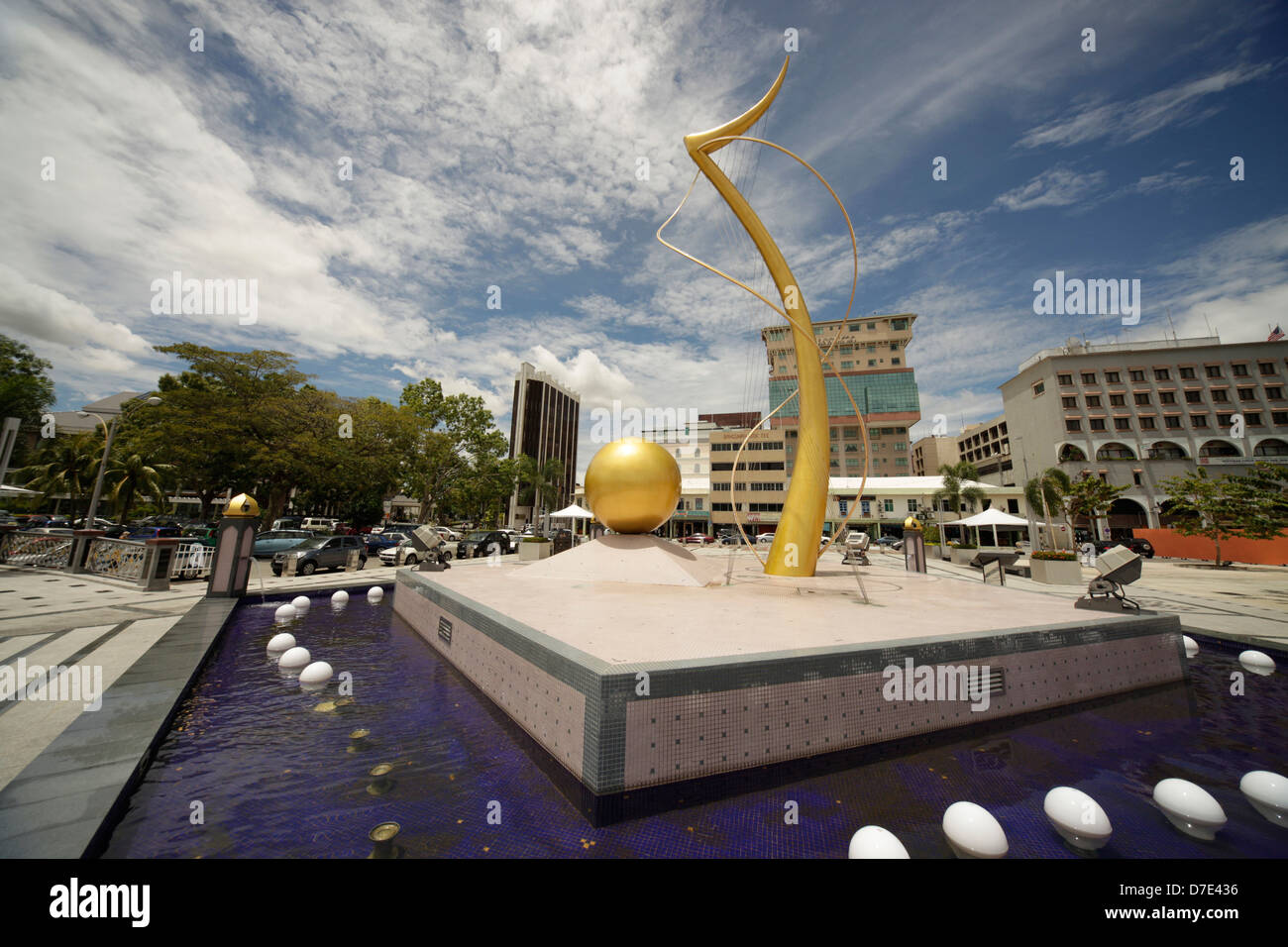 Monument on the river in the capital city, Bandar Seri Begawan, Brunei, Asia Stock Photo