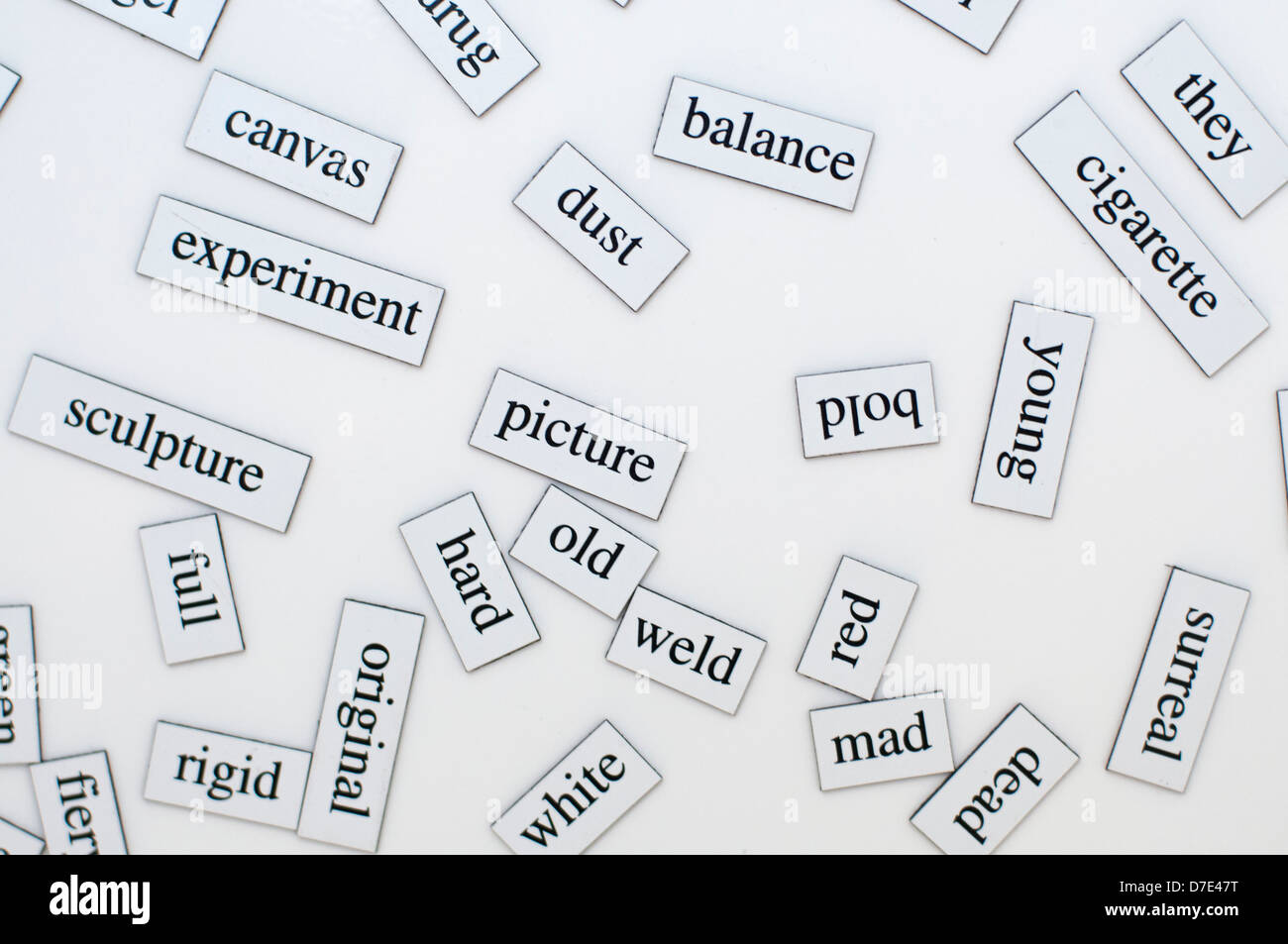 Bunch of random English words. Studying English and training brain. Stock Photo