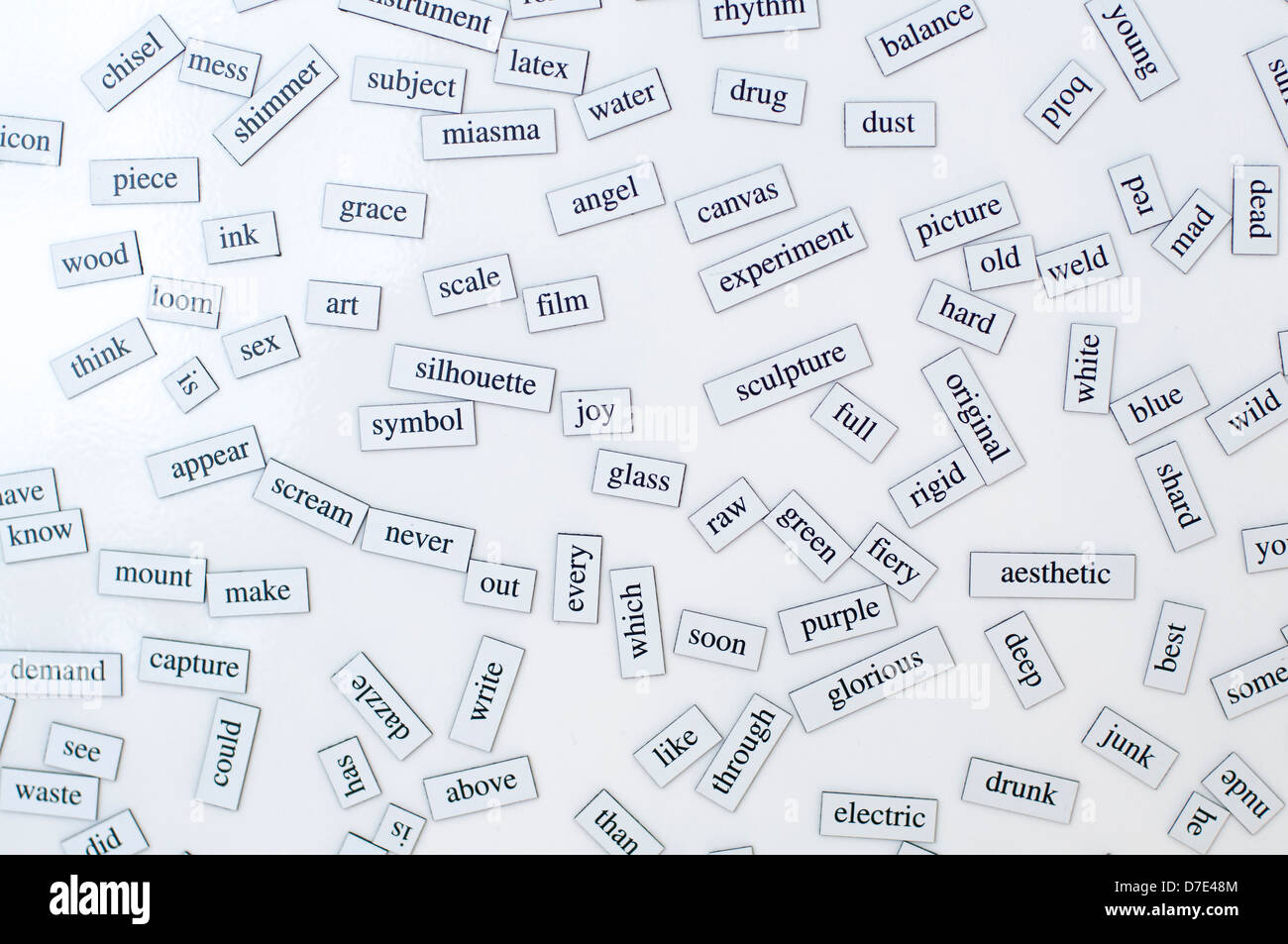 Bunch of random English words. Studying English and training brain. Stock Photo