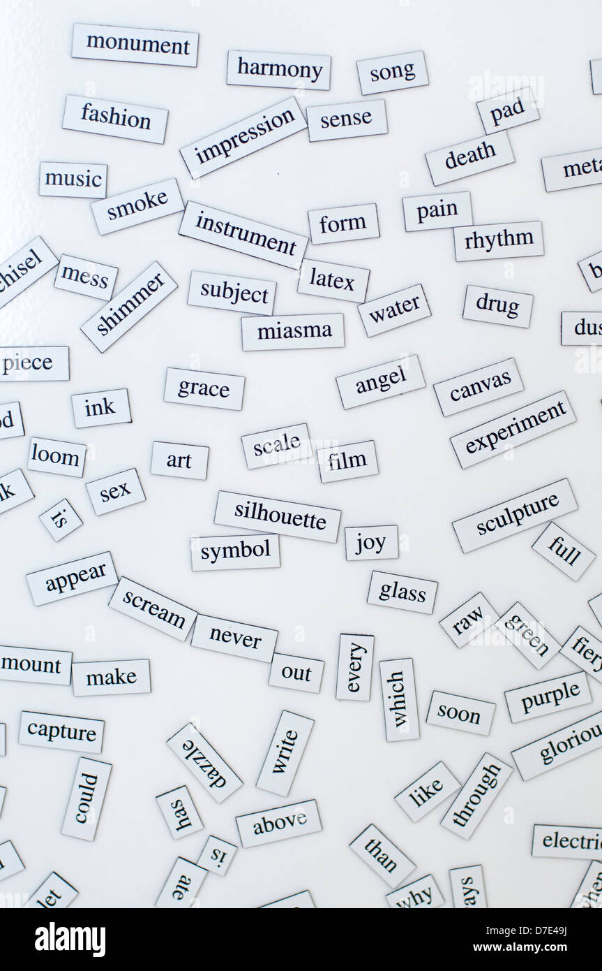 Bunch of random English words. Studying English and training brain. Stock Photo