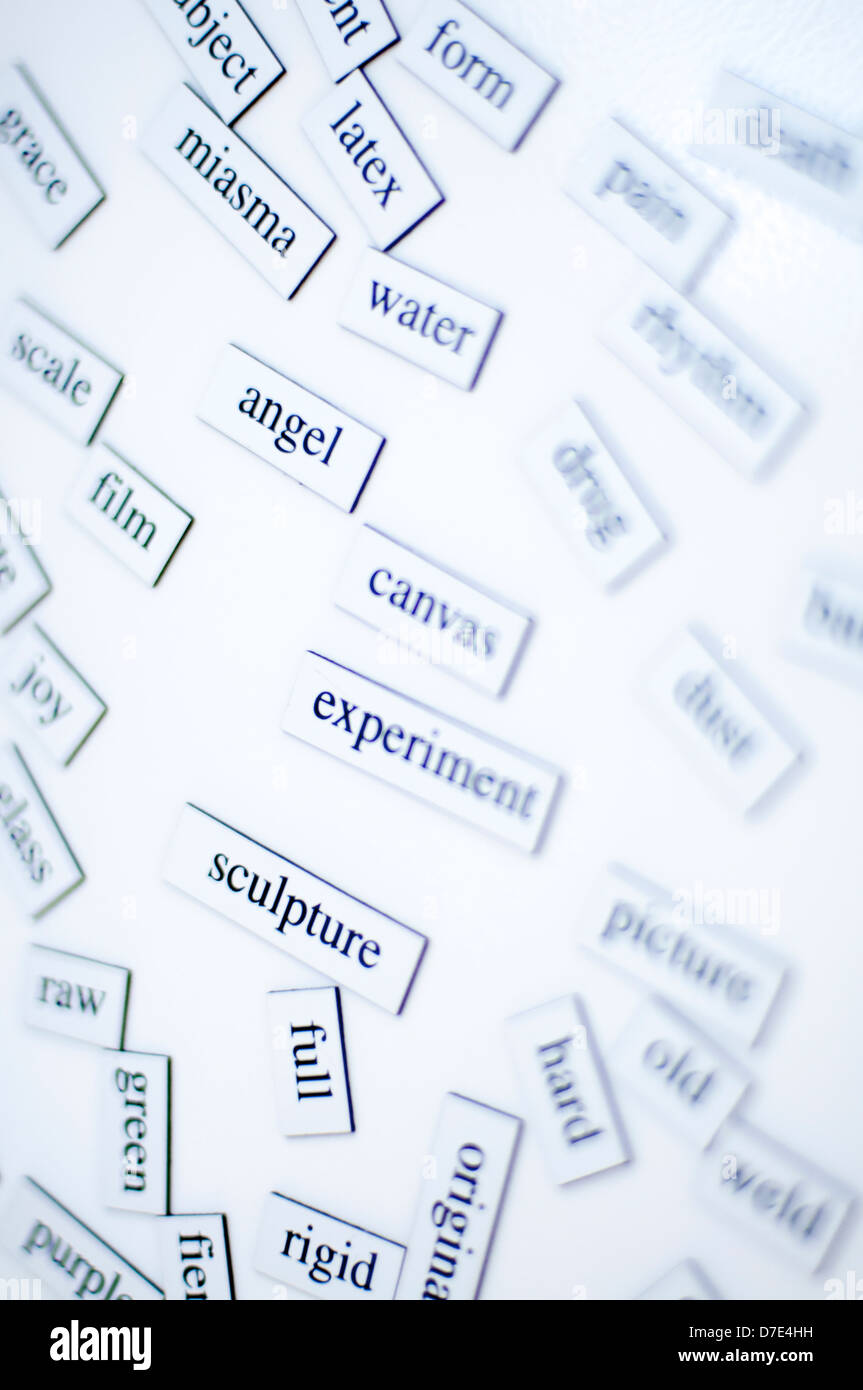 Bunch of random English words. Studying English and training brain. Stock Photo