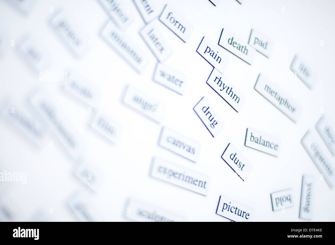 Bunch of random English words. Studying English and training brain. Stock Photo