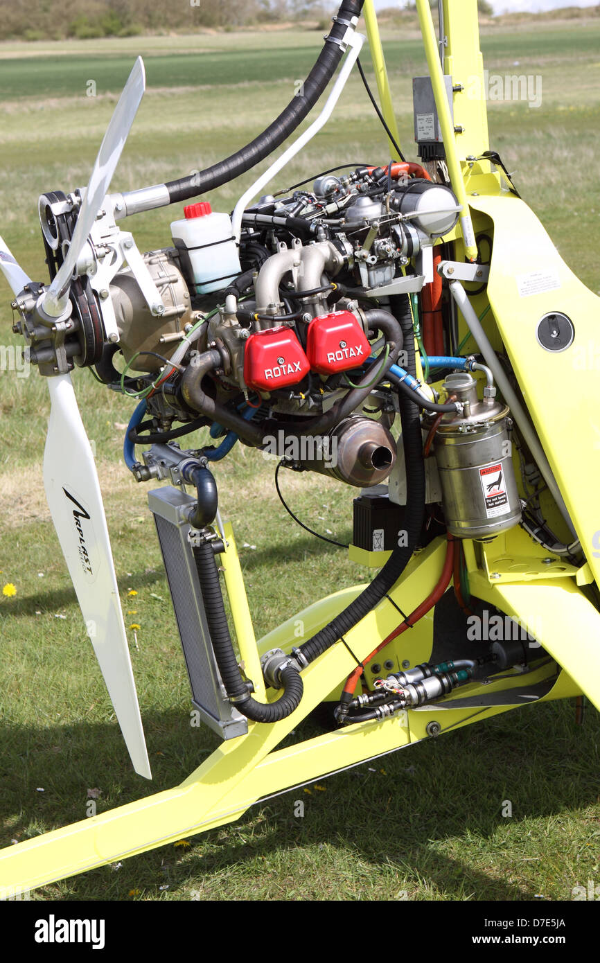 Rotax 914 turbo aero engine fitted to a Magni gyrocopter Stock Photo