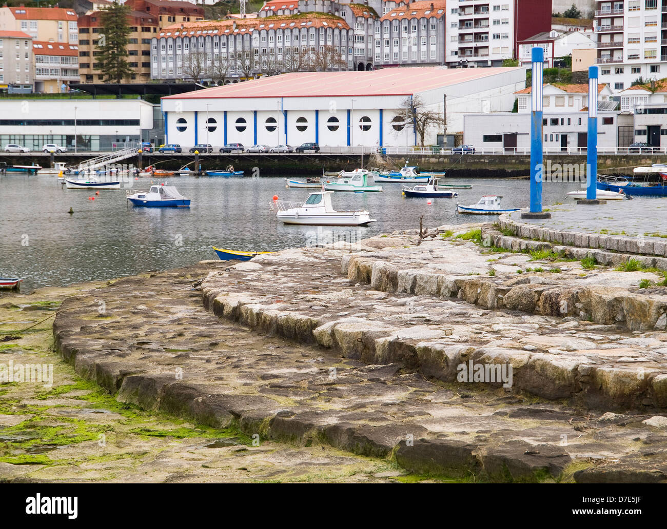 Pontedeume pier in Galicia, Spain. Pontedeume is a little village in the northwest of Spain. Stock Photo
