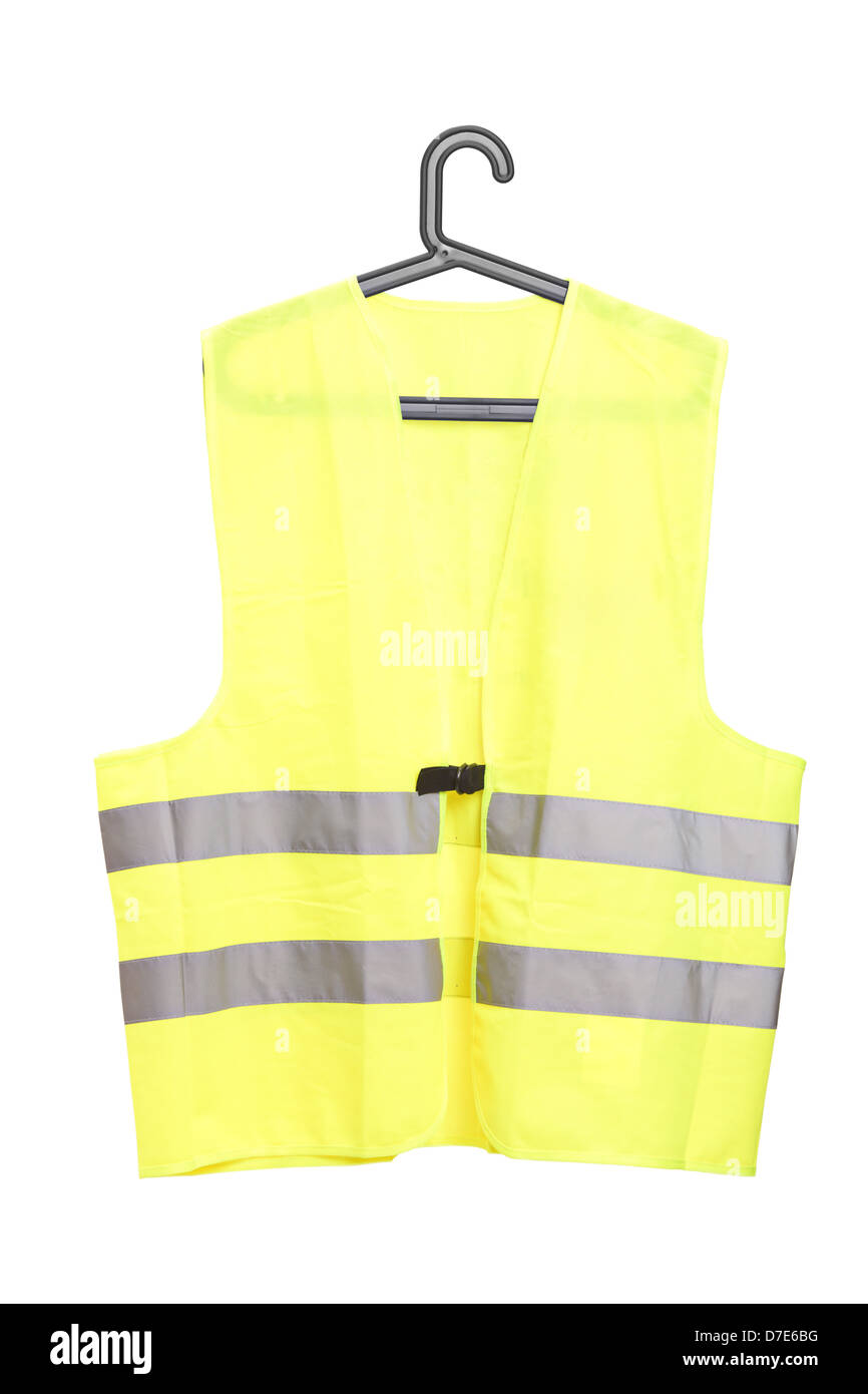 Yellow Reflective Vest Isolated On White Stock Photo - Download Image Now -  Reflective Clothing, Waistcoat, Cut Out - iStock