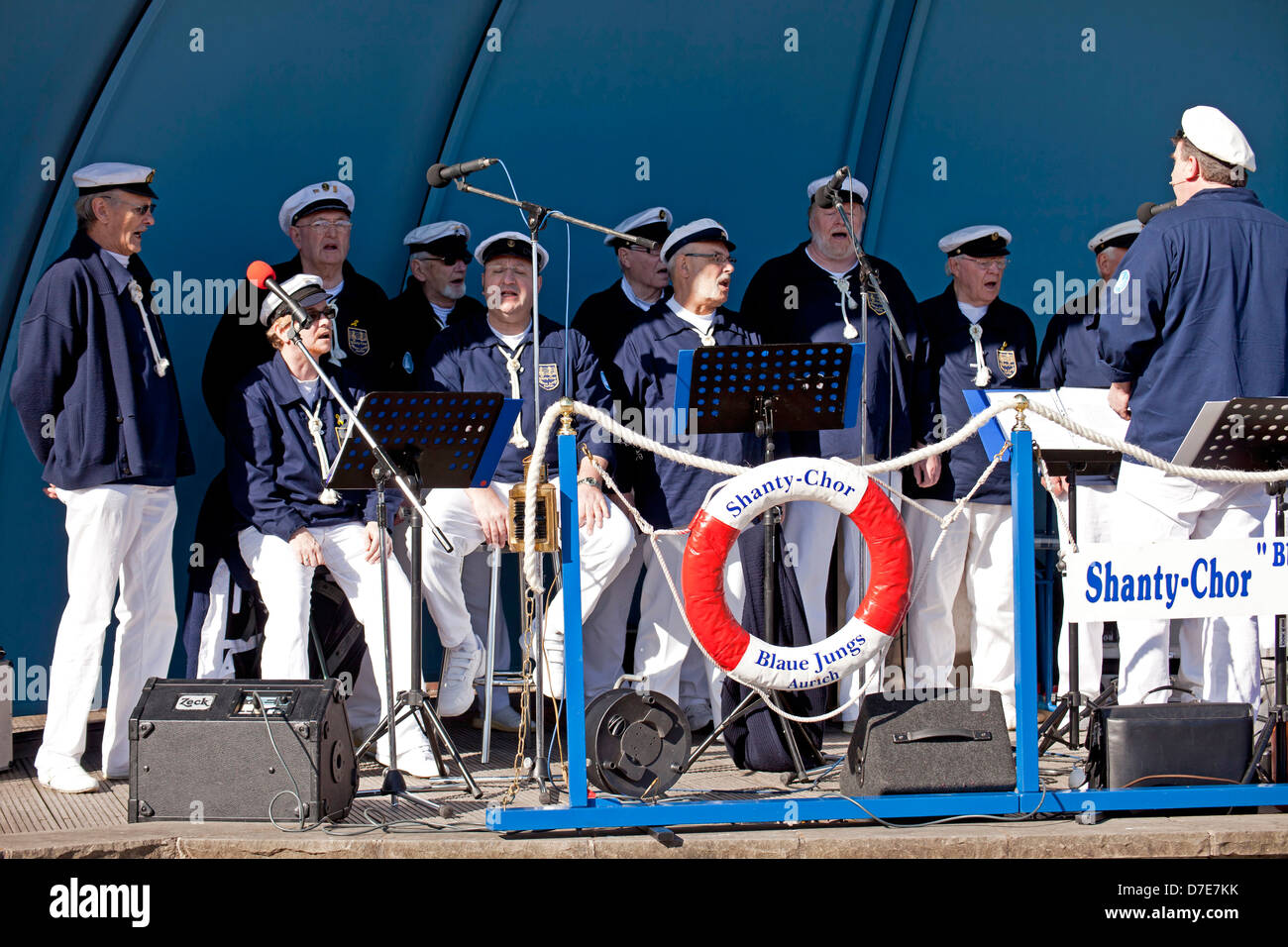 Shanty Choir 'Blaue Jungs' in Neuharlingersiel, East Frisia, Lower Saxony, Germany Stock Photo