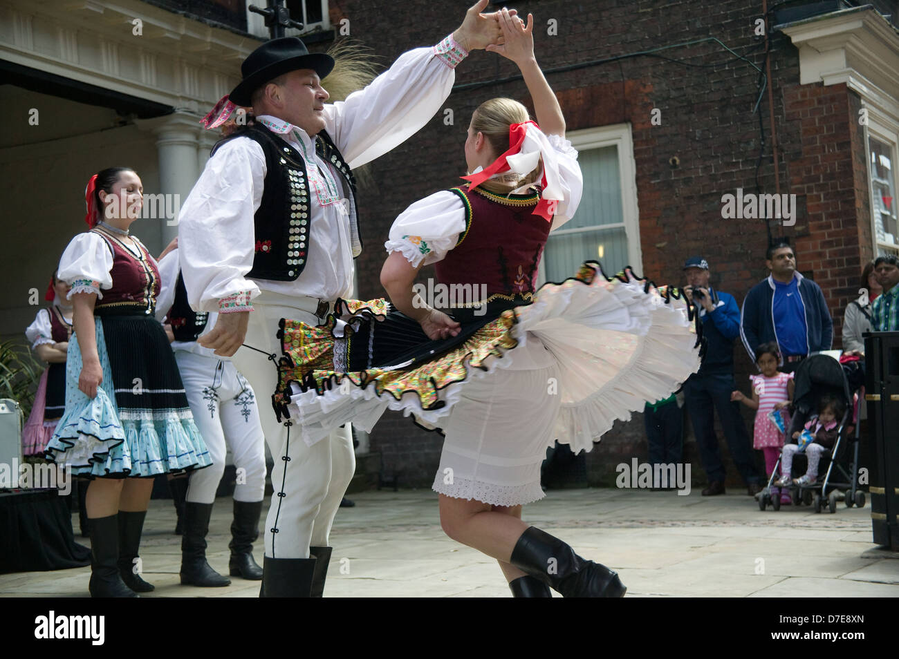 Slovakian Polish traditional dancers Stock Photo