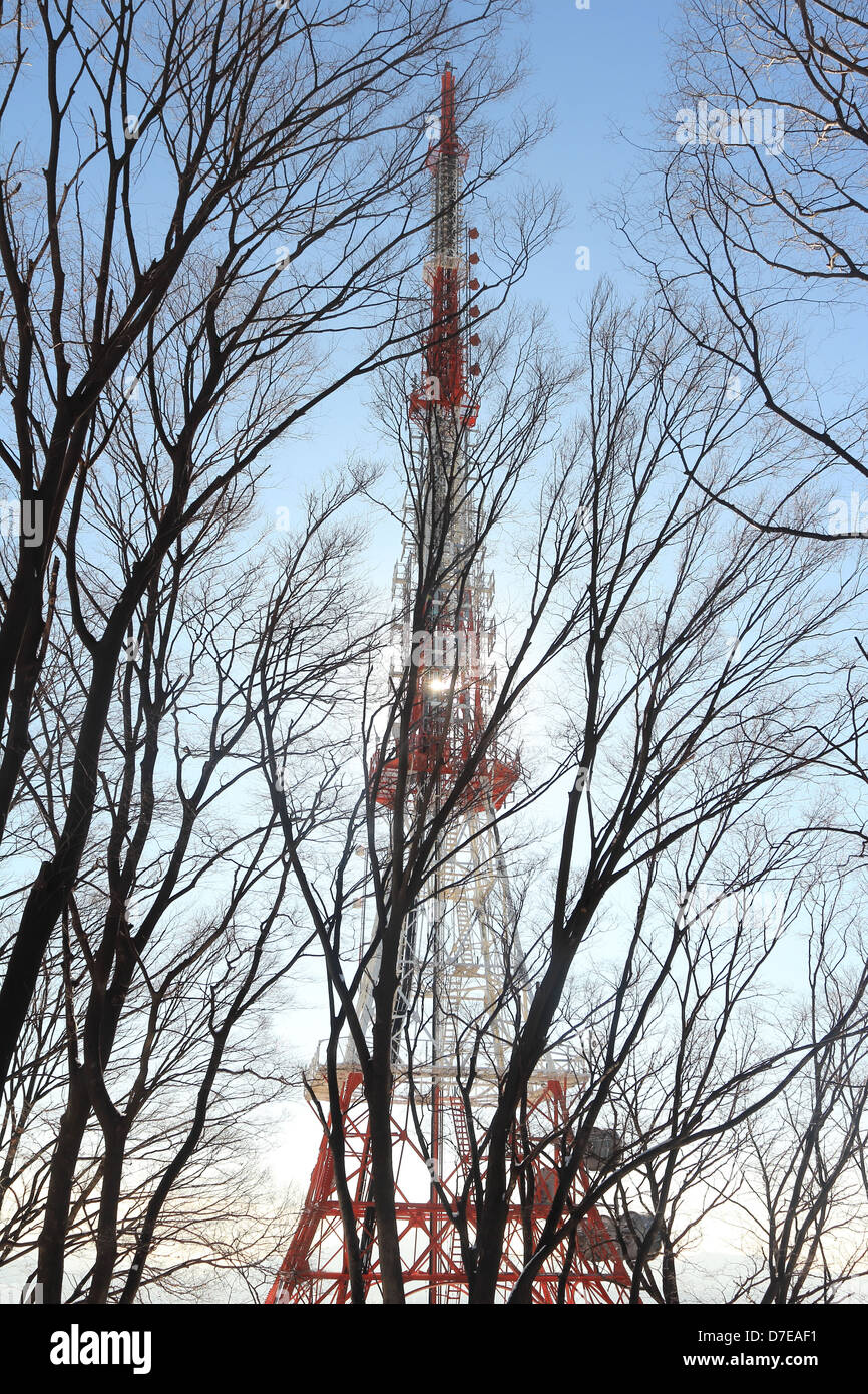 Telecommunication tower with antennas Stock Photo