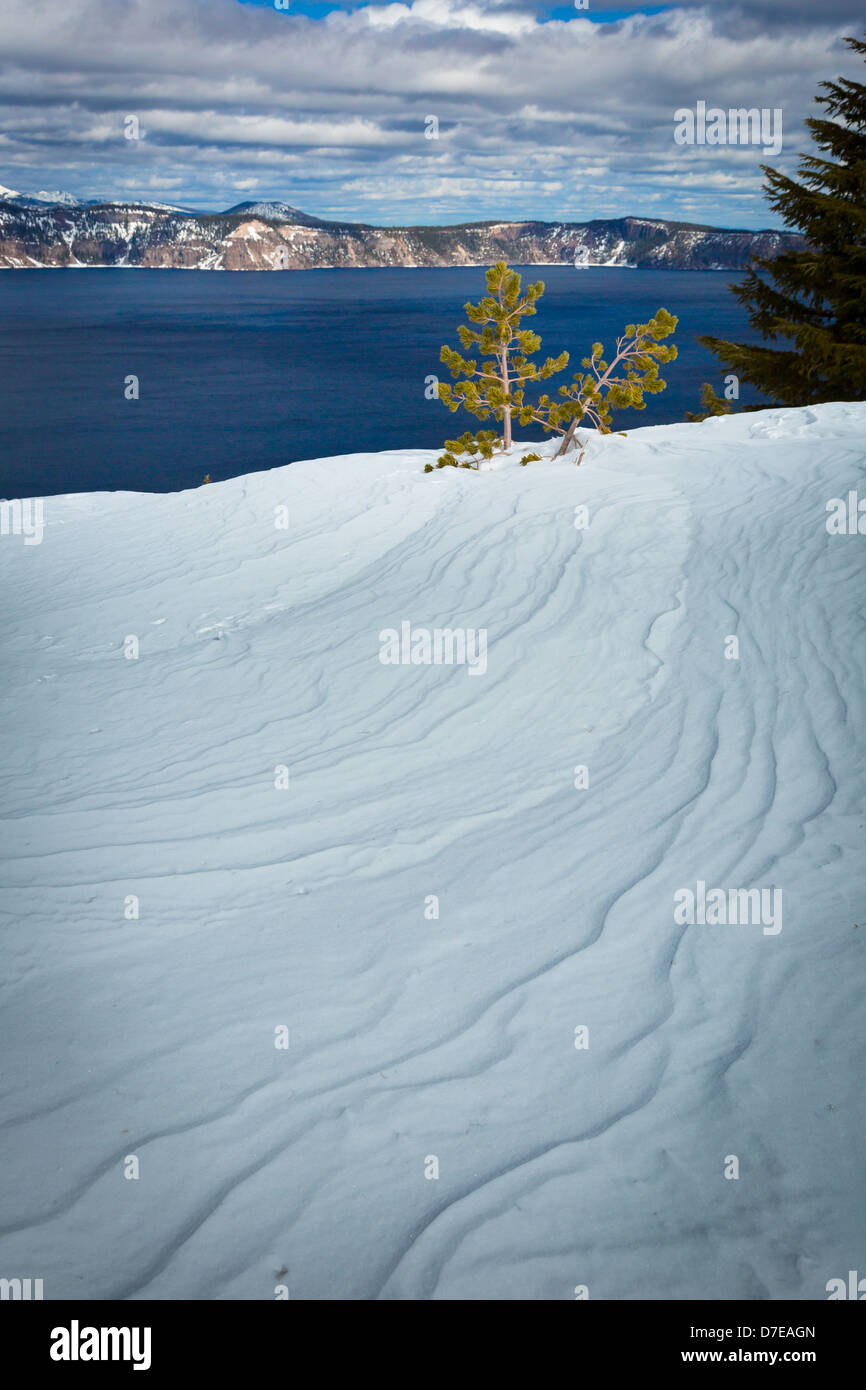 Crater Lake National Park, located in southern Oregon, during winter Stock Photo