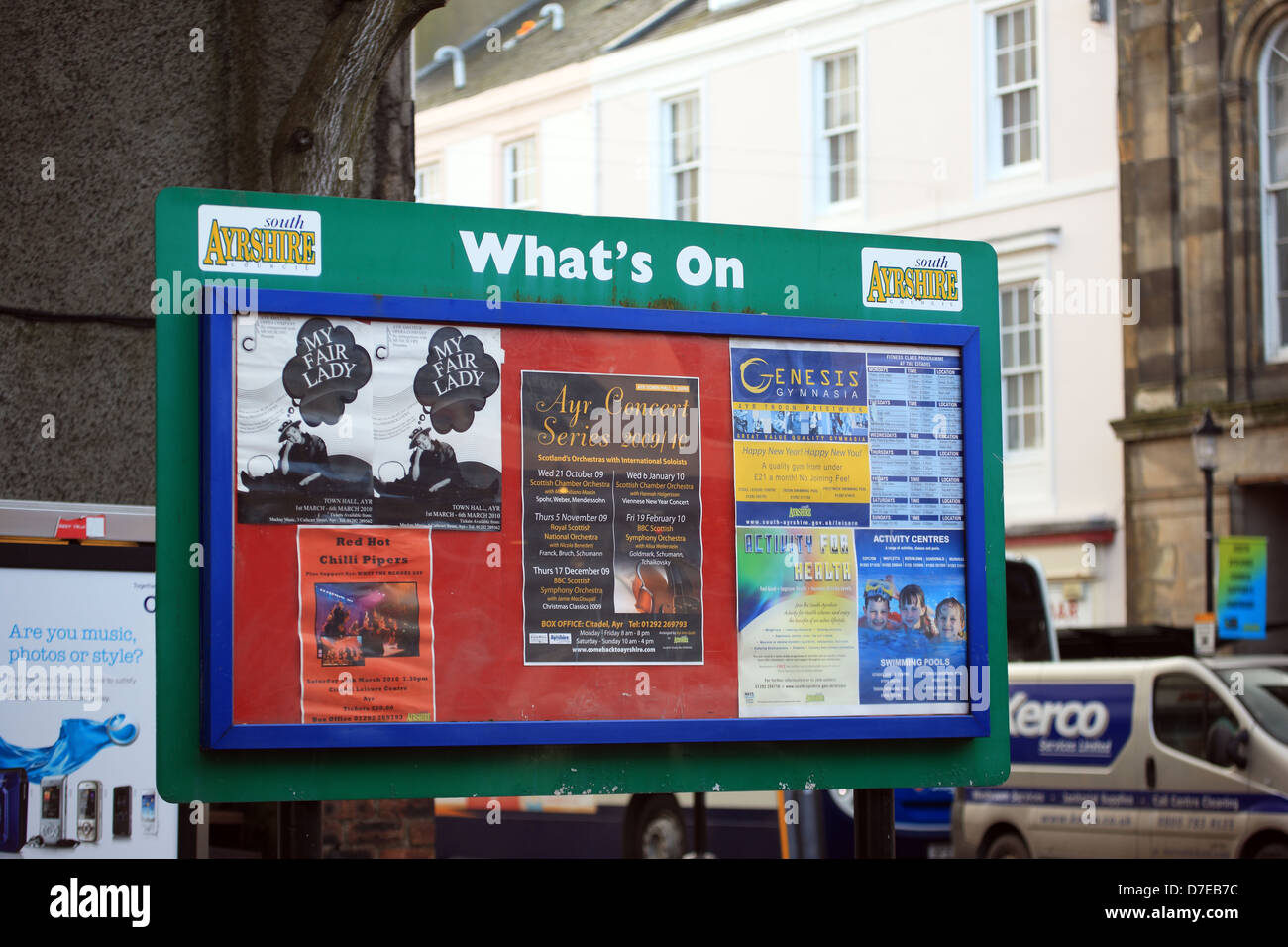 What's on information board in the Ayrshire town of Ayr Stock Photo