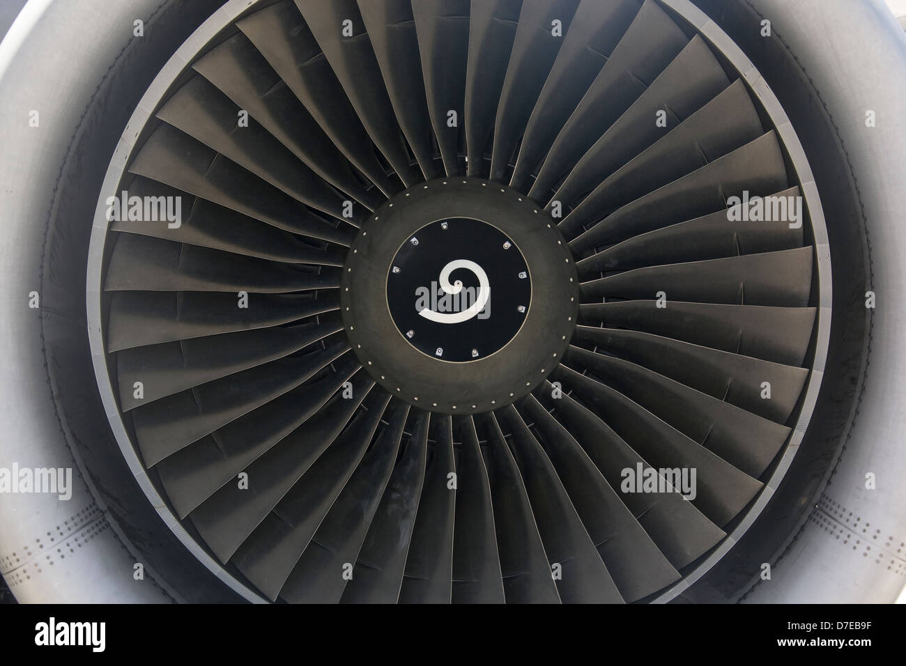 close-up of turbojet of airplane Stock Photo