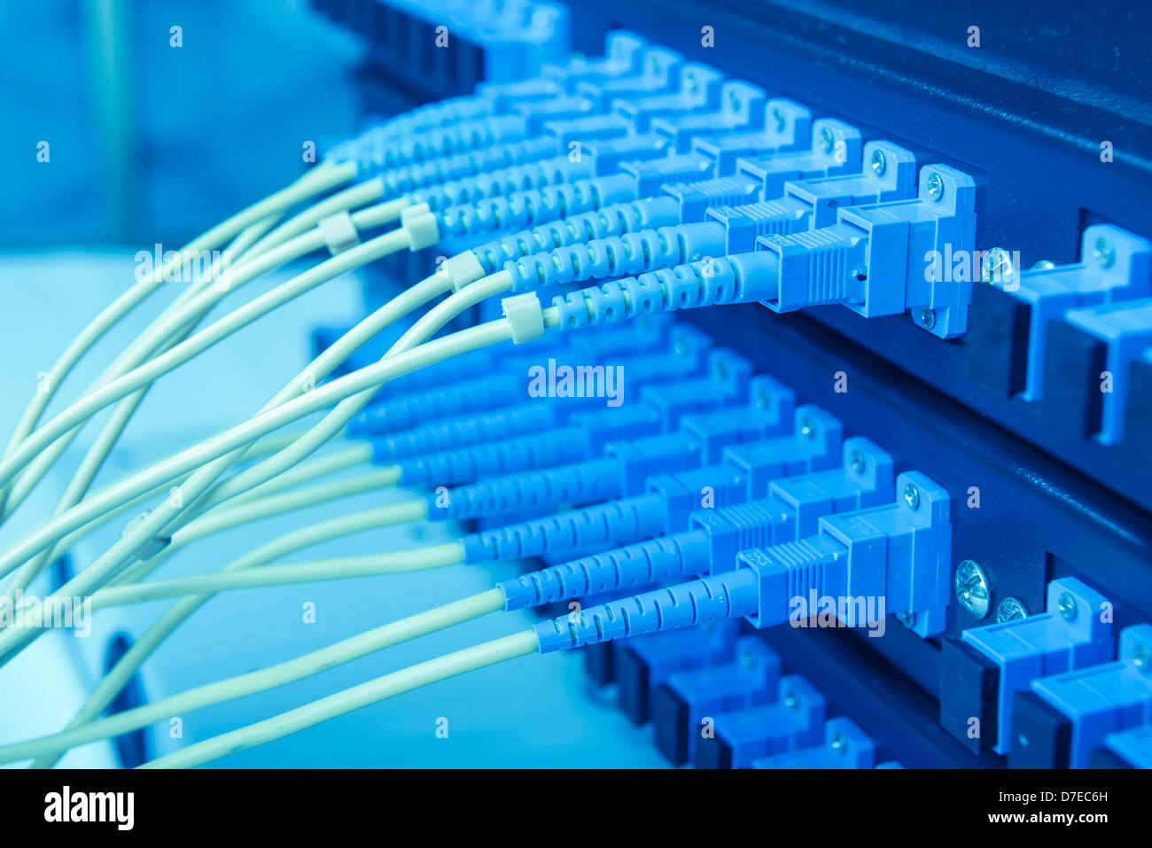 fiber Network Server and hardwares in an data center Stock