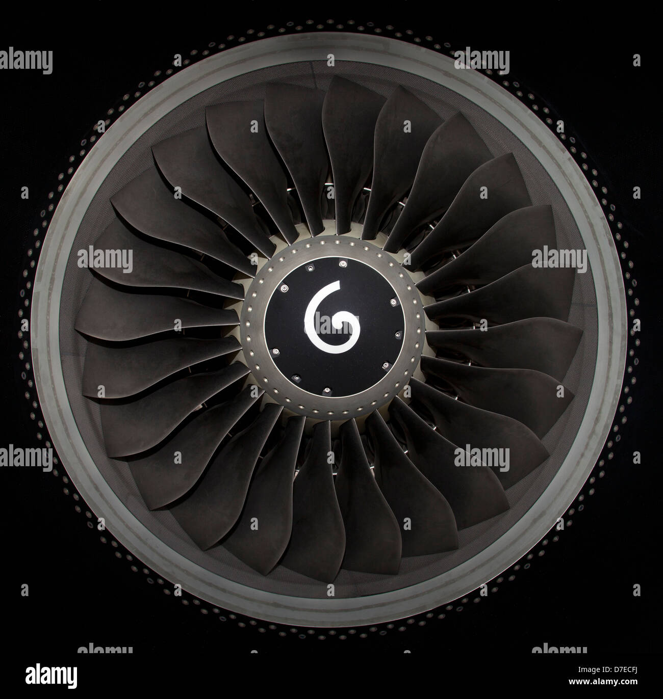 close-up of turbojet of airplane Stock Photo
