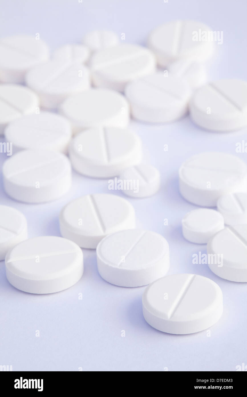 white tablets close-up Stock Photo