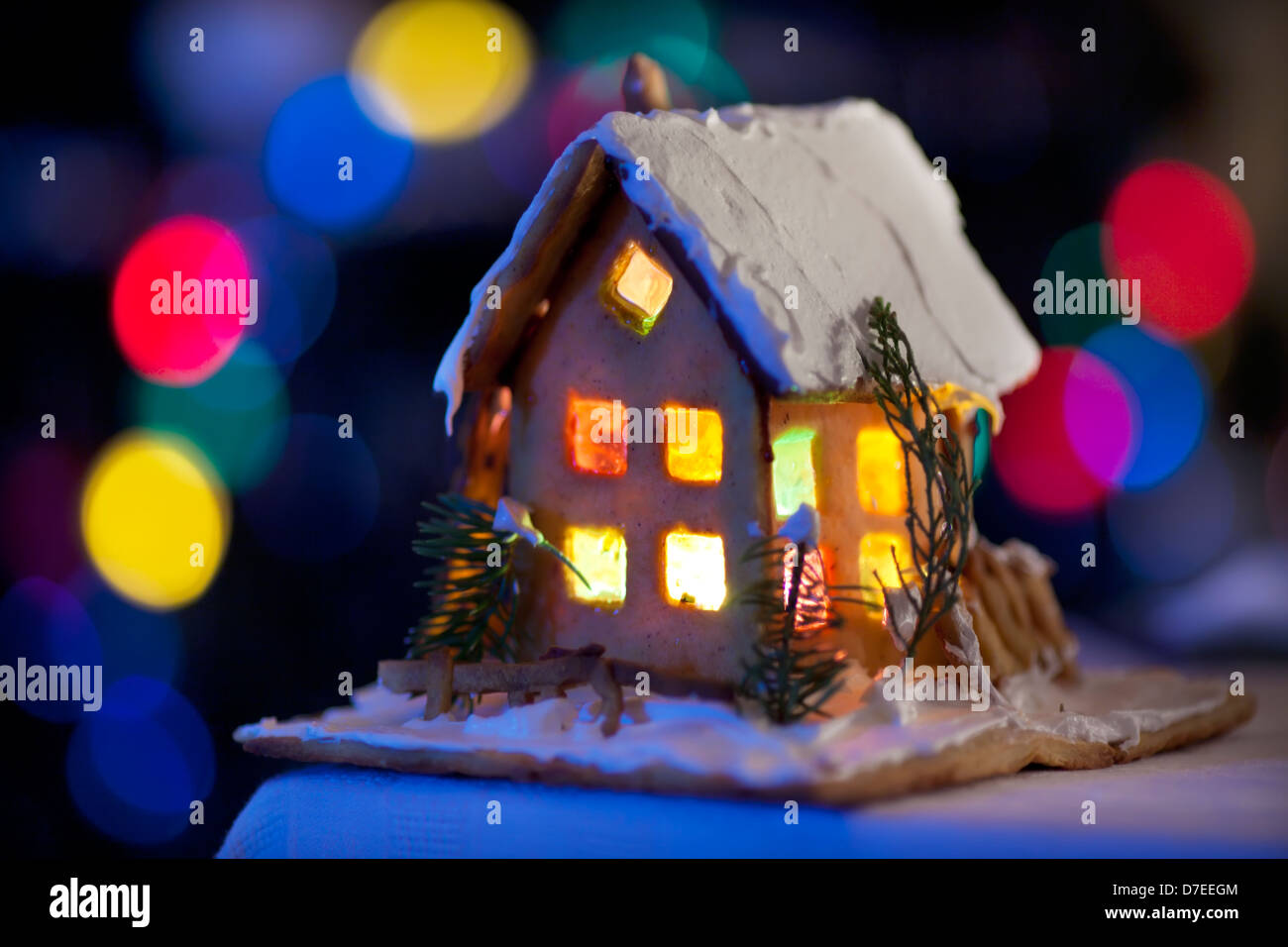 Christmas fairy house cake Stock Photo - Alamy