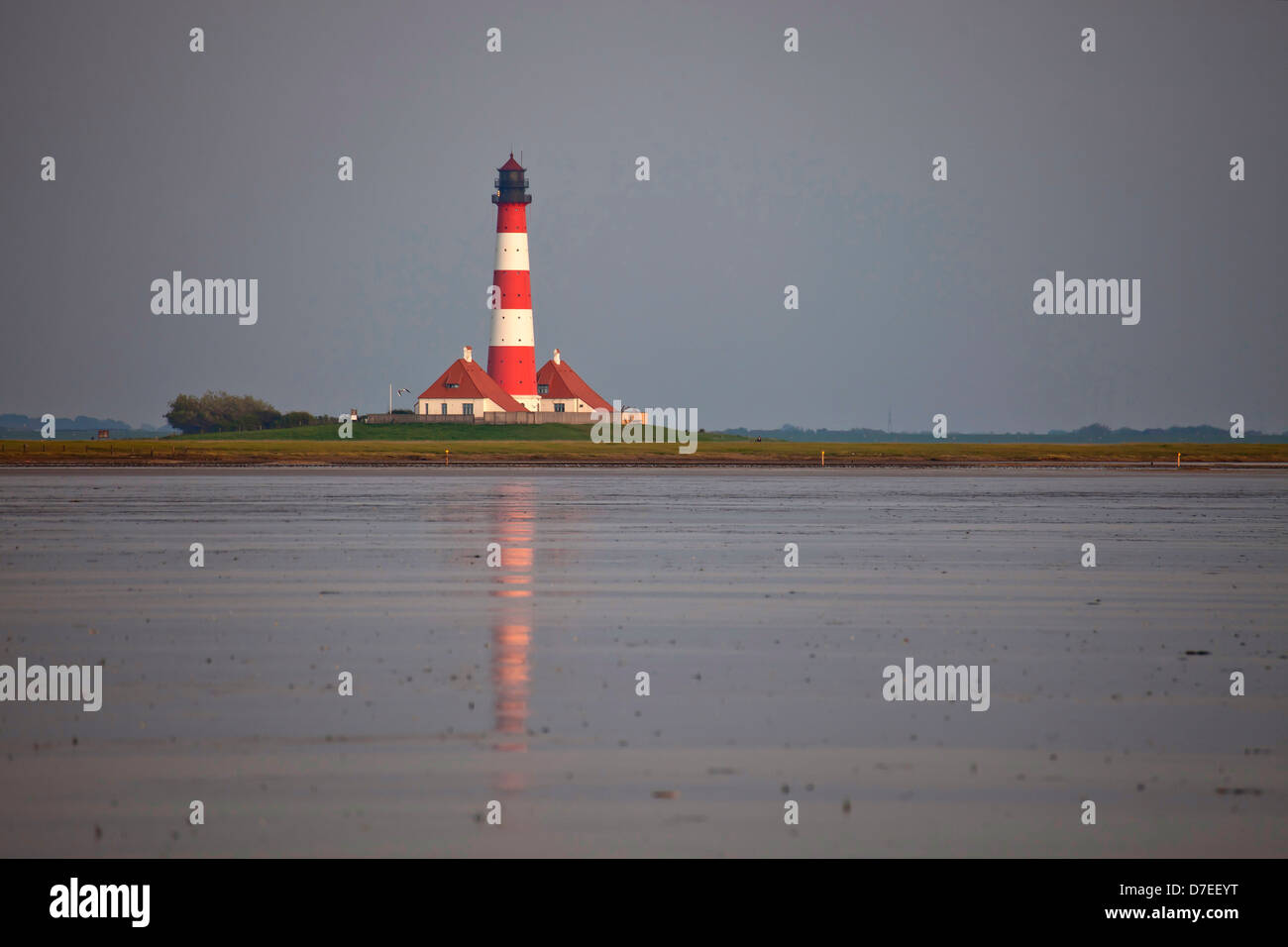 Westerheversand lighthouse, Westerhever, district of North Frisia, Schleswig-Holstein, Germany, Europe Stock Photo