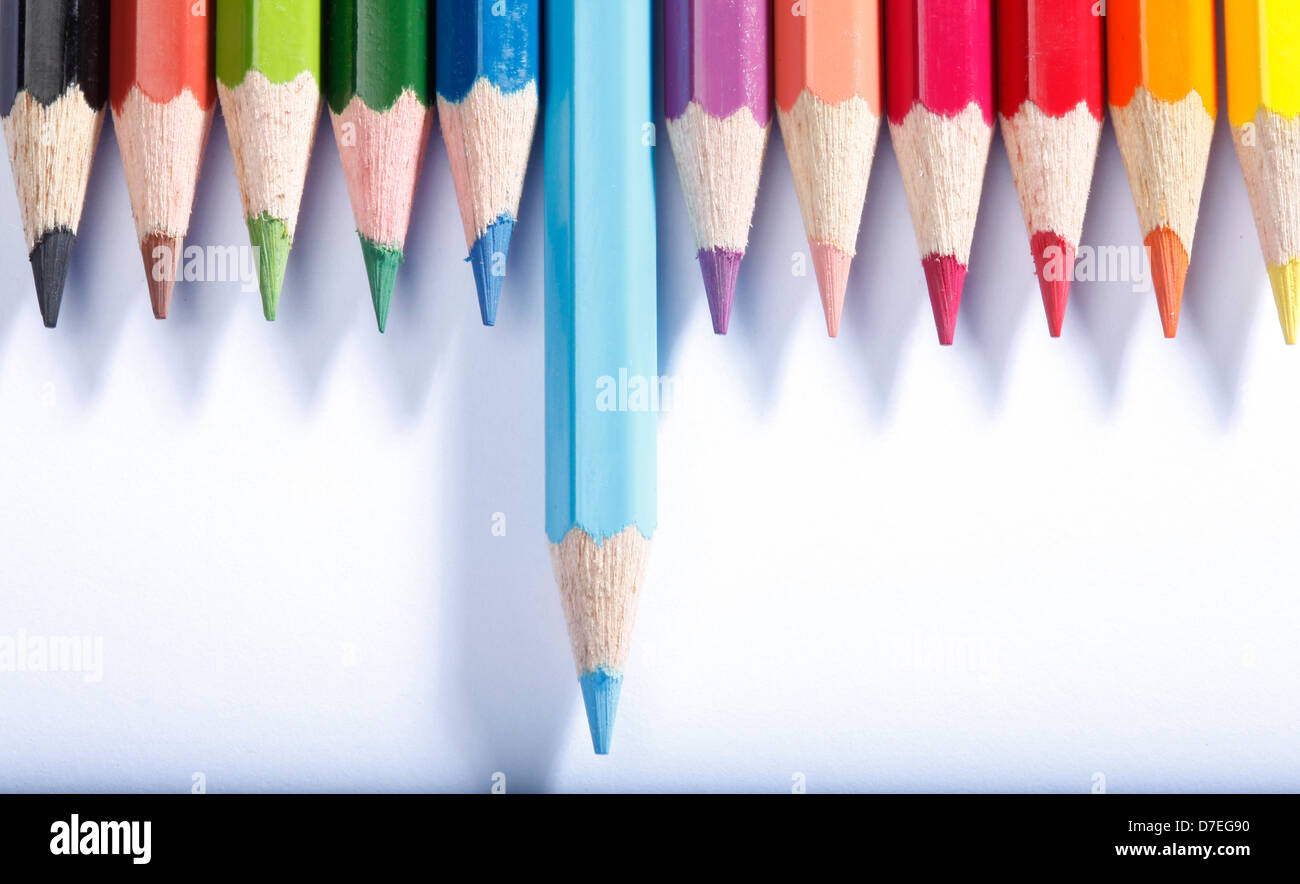 color pencils in arrangement Stock Photo