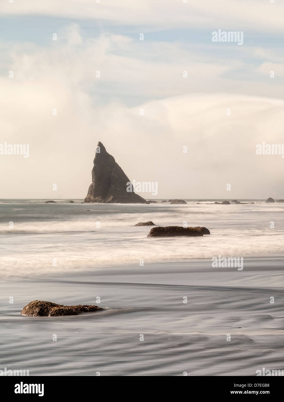 Rocks at the beach with fog at Oil City, WA Stock Photo Alamy