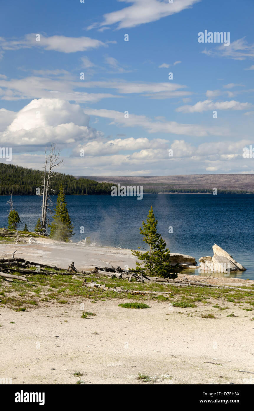 Yellowstone Lake in Yellowstone National Park in Wyoming Stock Photo