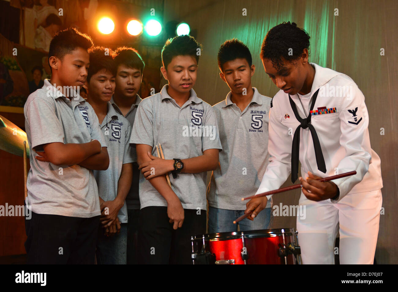 The U.S. 7th Fleet Band visits the Philippine Women's University. Stock Photo