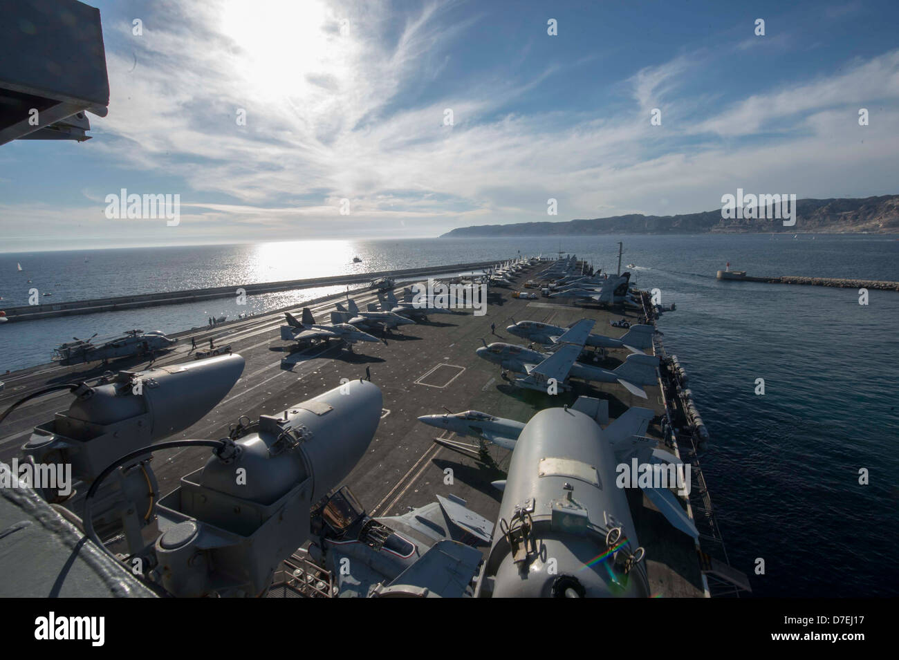 USS Dwight D. Eisenhower departs Marseille, France. Stock Photo