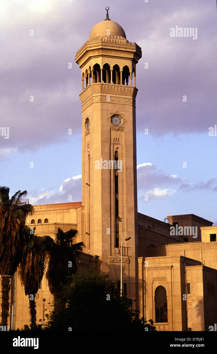 The modern clock tower at the Al Azhar University Hospital Cairo Egypt