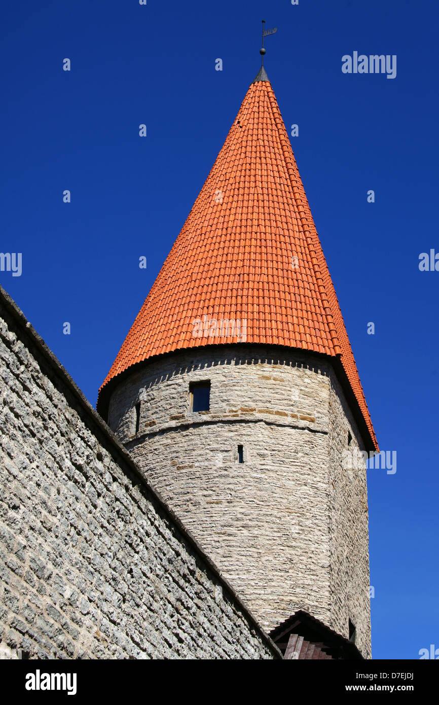 Tallinn, tower and wall of old city Stock Photo
