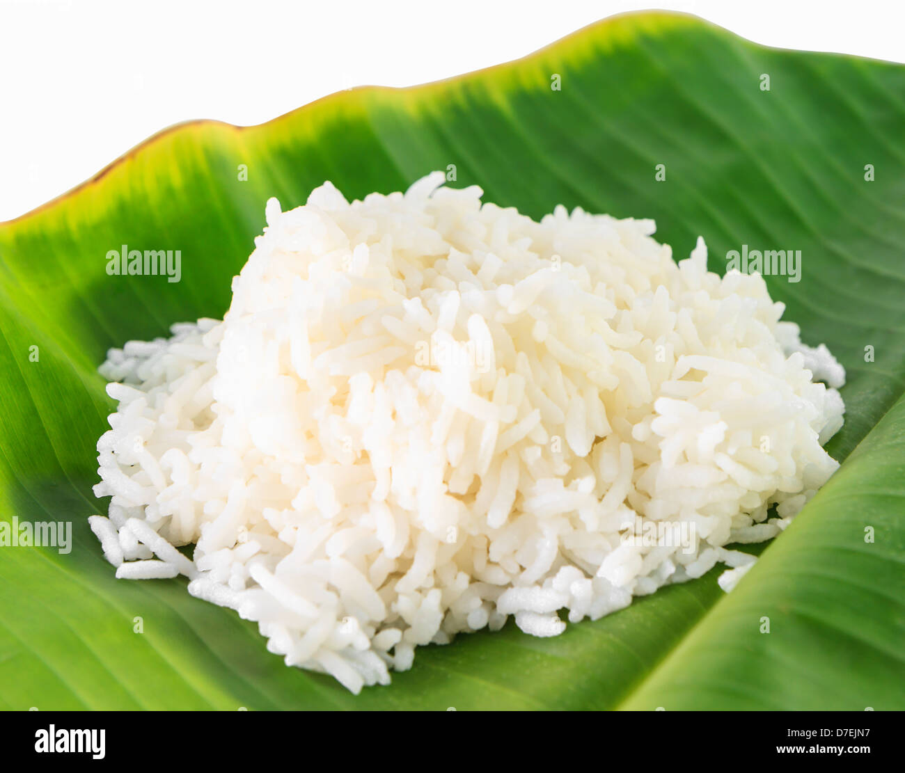 rice on banana leaf Stock Photo Alamy