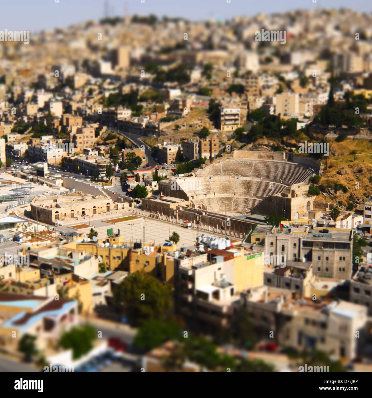 The Roman Theatre is an ancient Roman theater in Amman, Jordan. The theatre was built during the reign of Antonius Pius. Jordan. Stock Photo