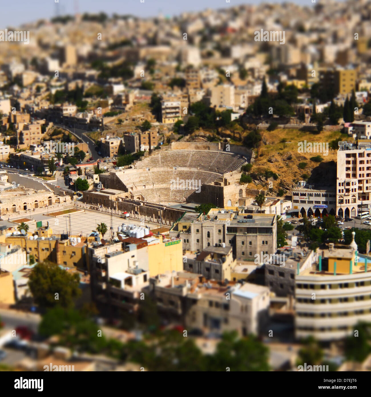 The Roman Theatre is an ancient Roman theater in Amman, Jordan. The theatre was built during the reign of Antonius Pius. Jordan. Stock Photo