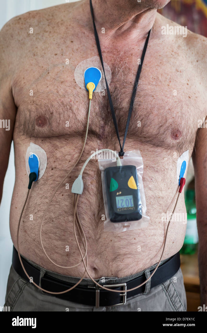 MAN WITH ECG HOLTER Stock Photo - Alamy