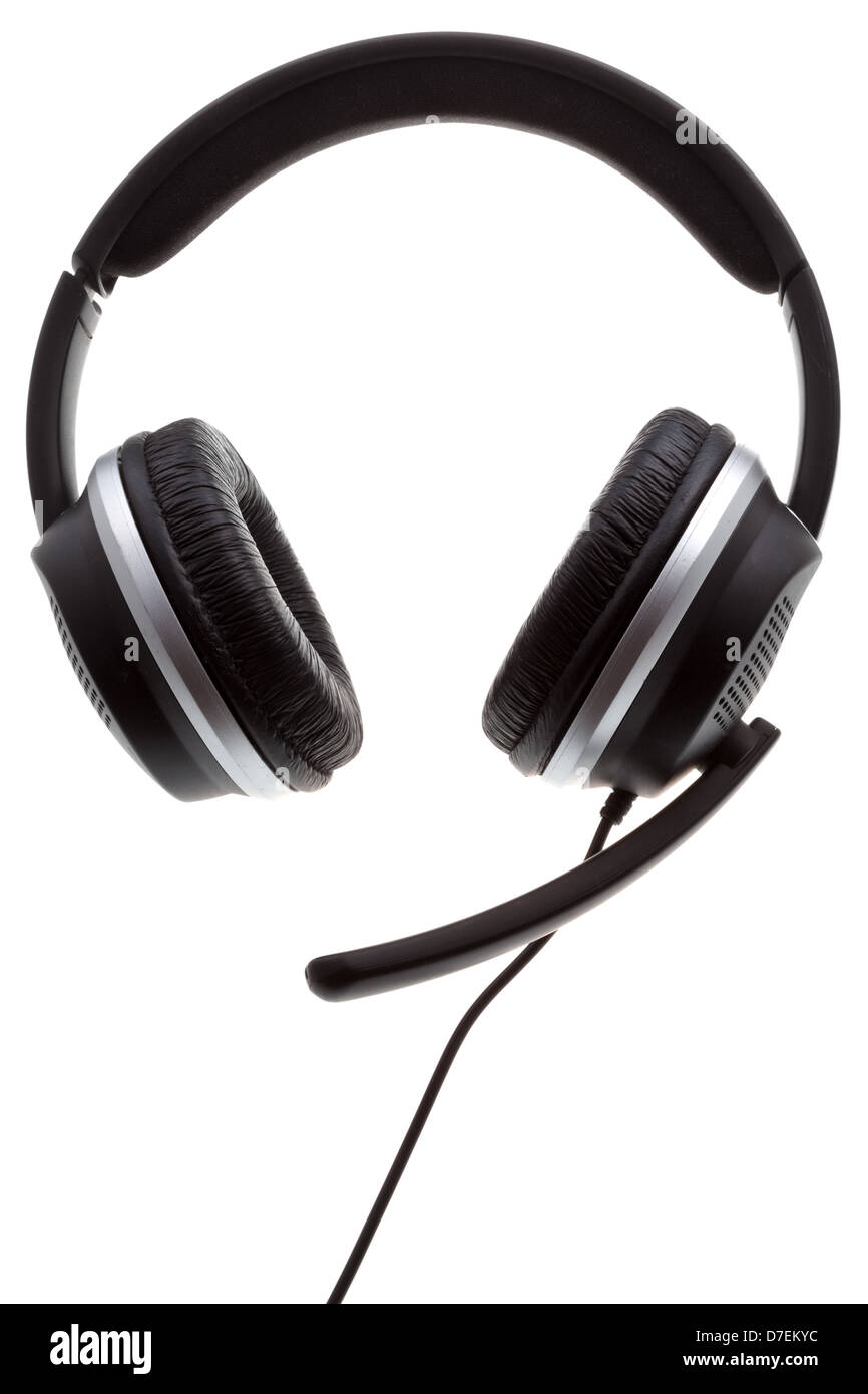 black headphones isolated on white background Stock Photo Alamy