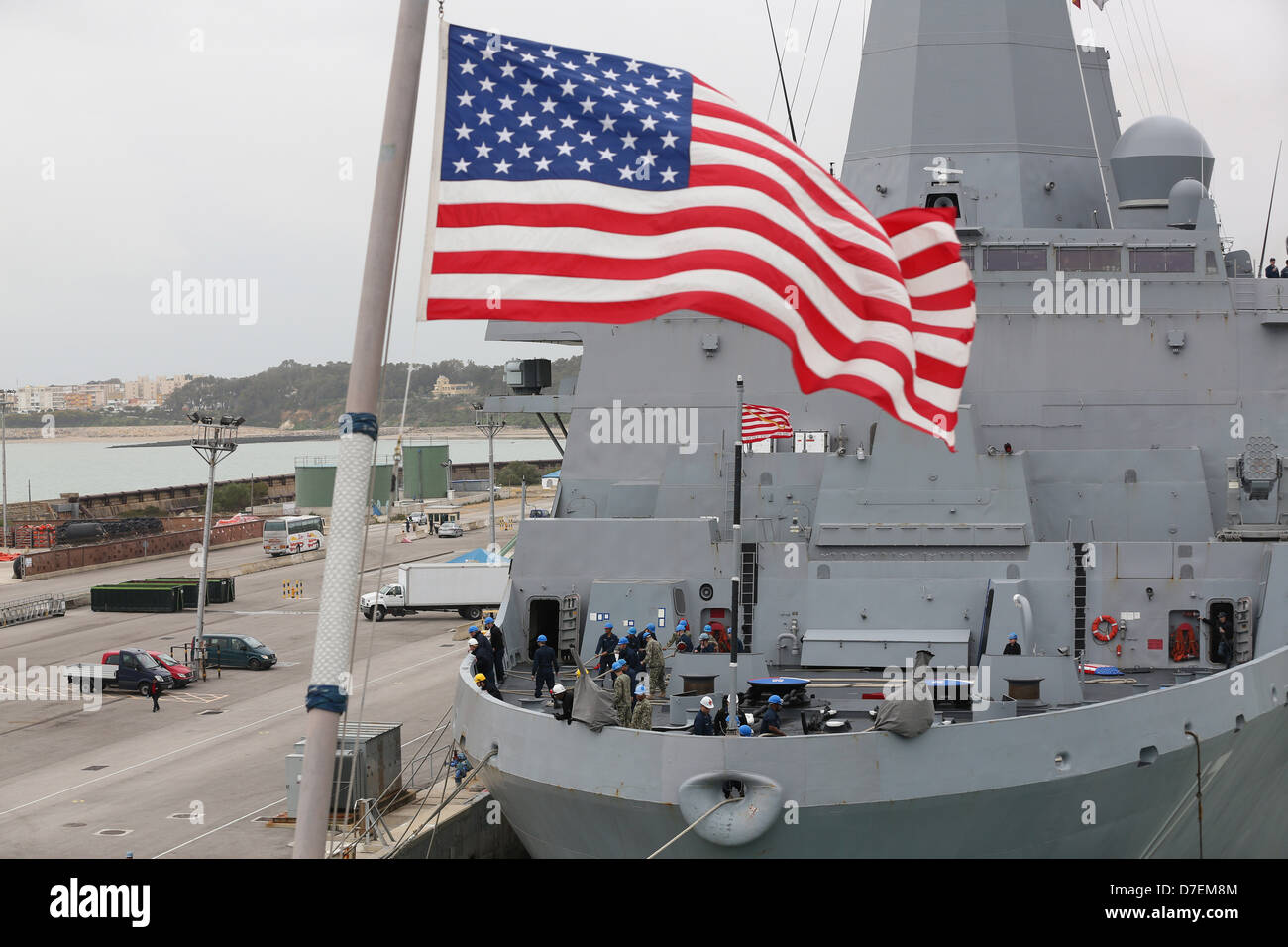 USS San Antonio arrives in Rota. Stock Photo
