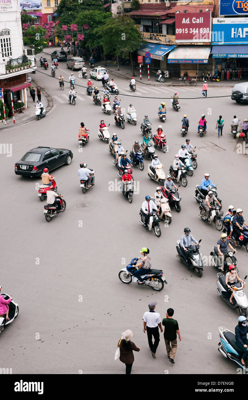 Crossing The Road In Vietnam Stock Photo - Download Image Now