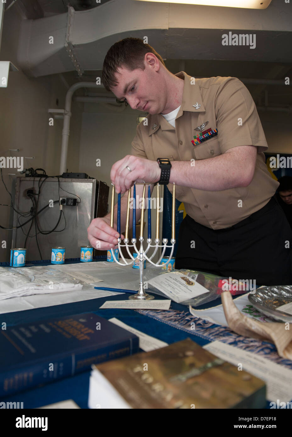 USS Dwight D. Eisenhower remembers the Holocaust. Stock Photo