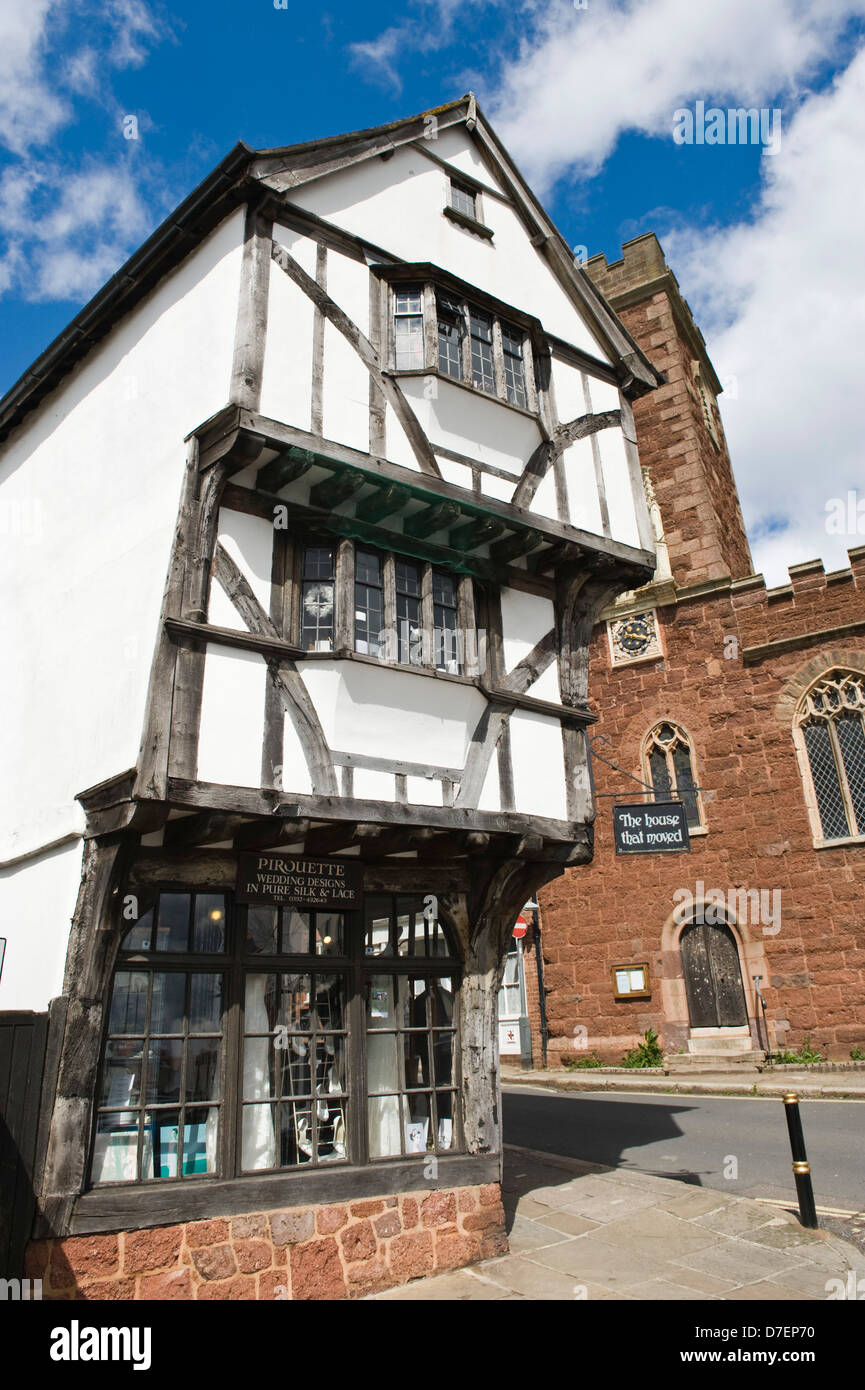 The House That Moved timber framed building next to  St Mary Steps church in Exeter Devon England UK Stock Photo