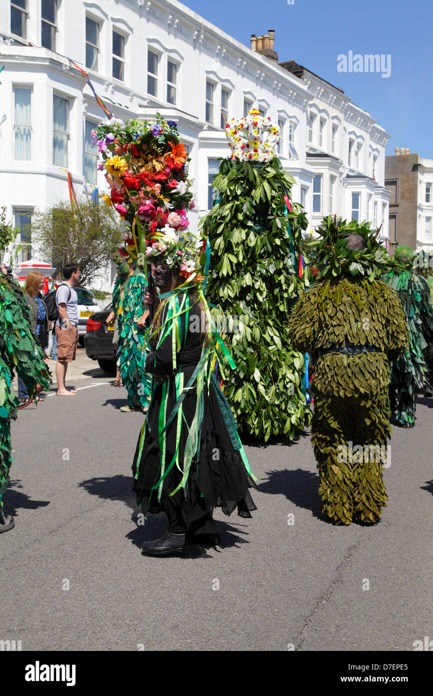 Hastings, Sussex. Jack in the Green Parade Hastings England UK 6th May 2013 Stock Photo