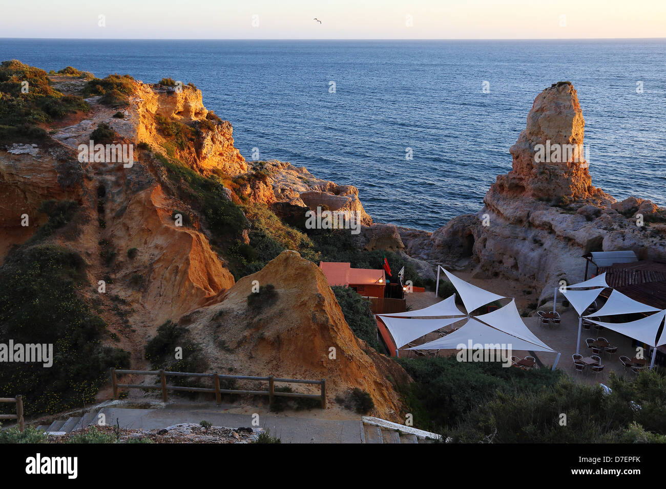 Carvoeiro cafe in the rocks, Algarve, Portugal Stock Photo