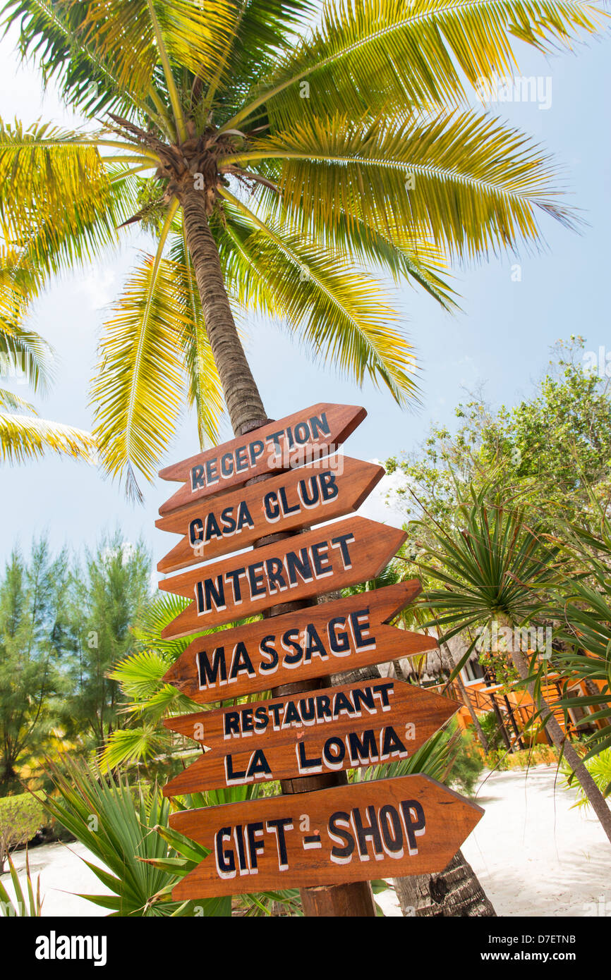 Signage At A Resort With Directions To Various Services Stock Photo Alamy