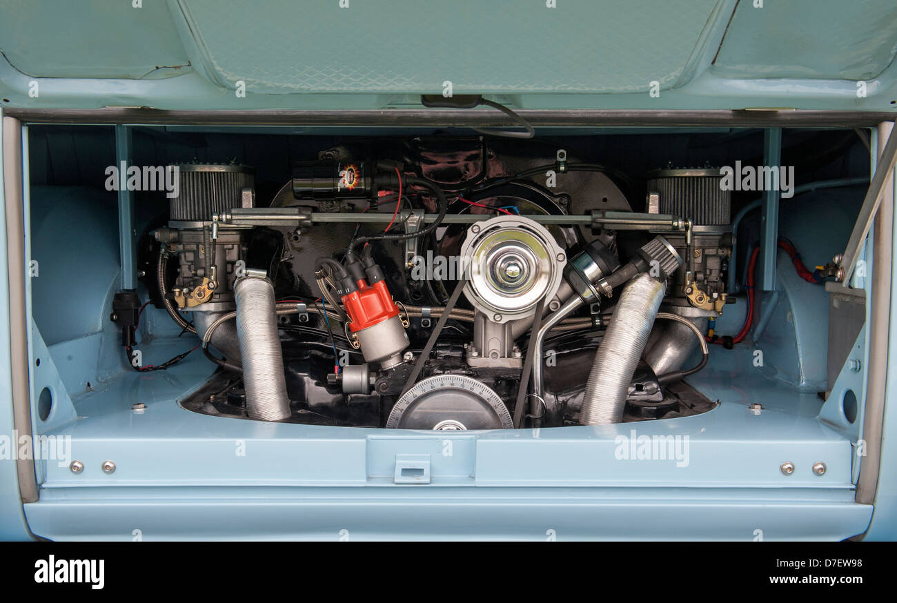 VW Volkswagen camper van engine Stock 