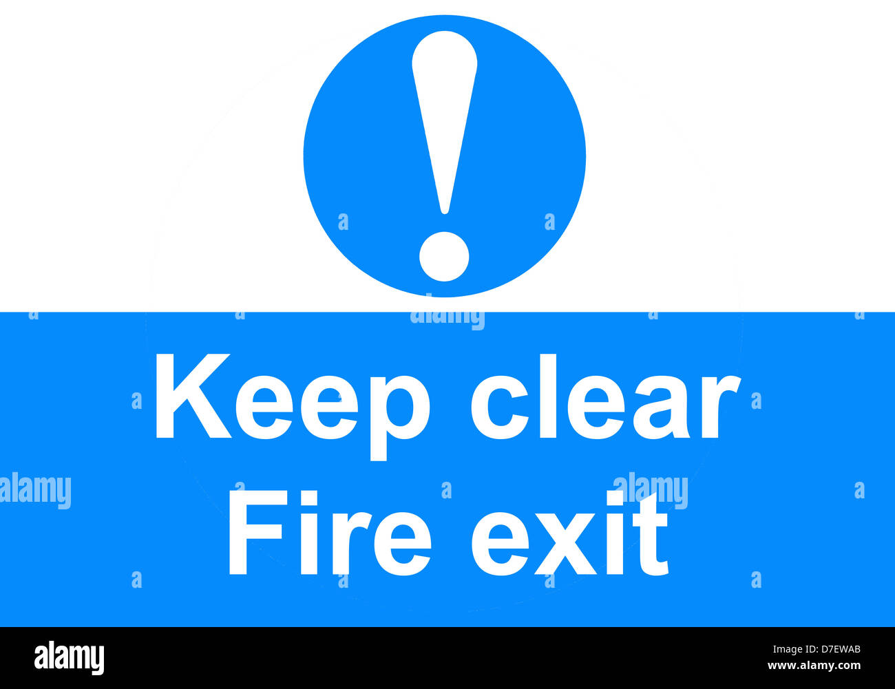 Fire exit keep clear of obstructions sign Stock Photo