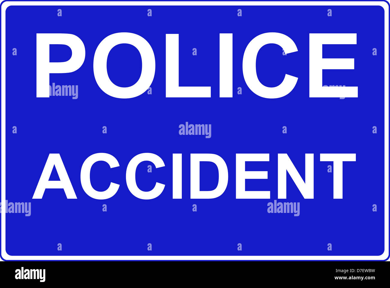 Police accident on the motorway traffic sign Stock Photo