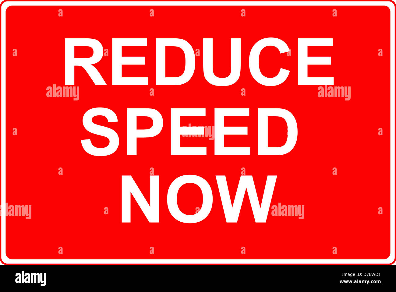 Reduce speed now to prevent accidents road sign Stock Photo