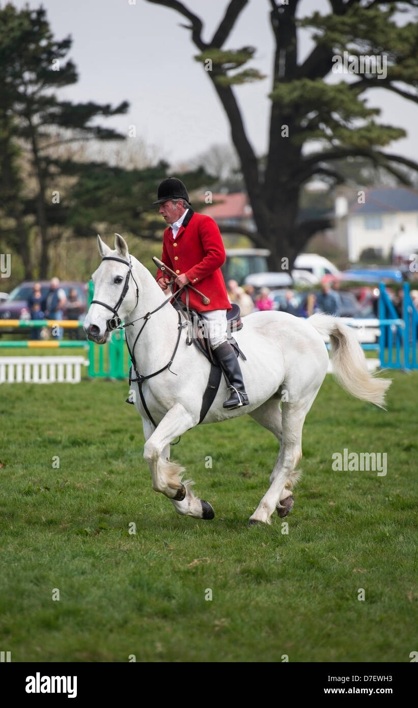 Helston, UK. 6th May, 2013. Horse and rider, huntsman parade at Helston