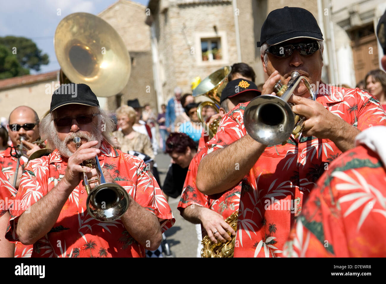 Traditional marching band at village carnival,Roujan,Languedoc,france Stock Photo Alamy