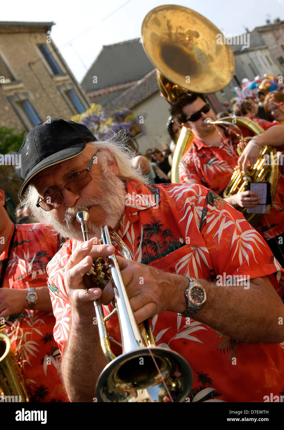 Traditional marching band at village carnival,Roujan,Languedoc,france Stock Photo Alamy