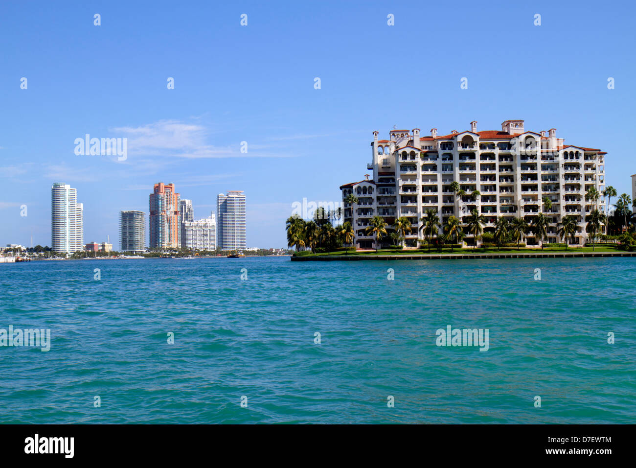 Miami Florida,Biscayne Bay water,Fisher Island,condominium condominiums
