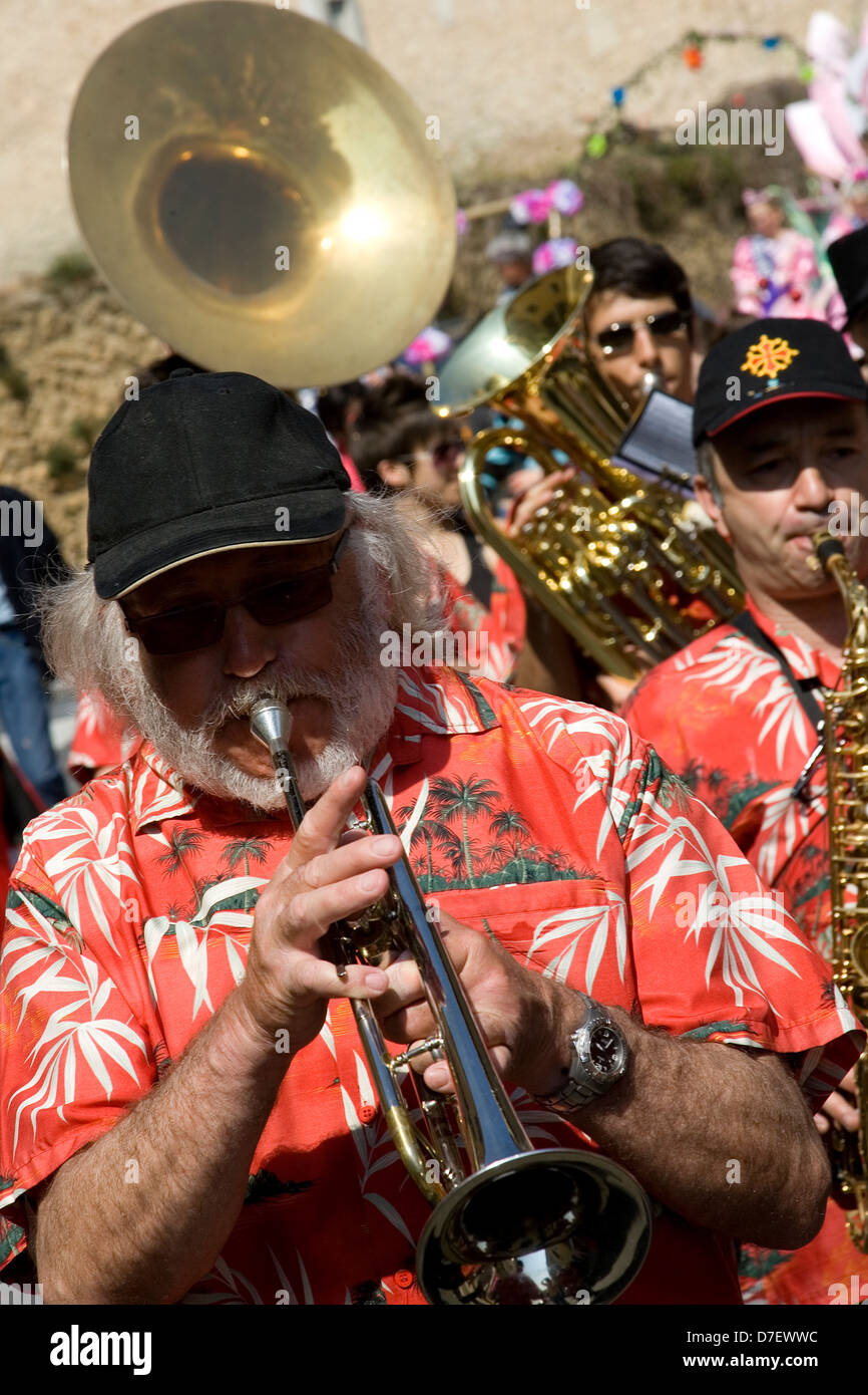 Traditional marching band at village carnival,Roujan,Languedoc,france Stock Photo Alamy