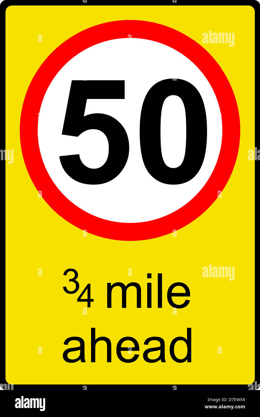 Temporary speed limit ahead sign Stock Photo Alamy